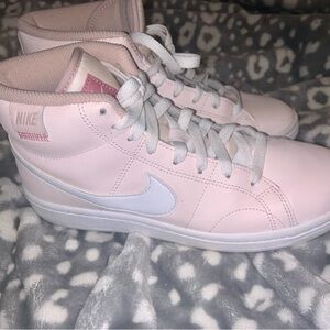 Nike Pink and White High-Top Sneakers